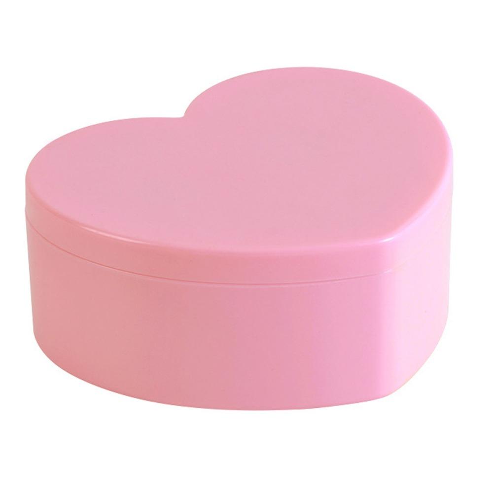 Pink Color Heart Shape Jewelry Box Small Size Plastic Jewelry Organizer Case With Mirror Portable Jewelry Storage Box