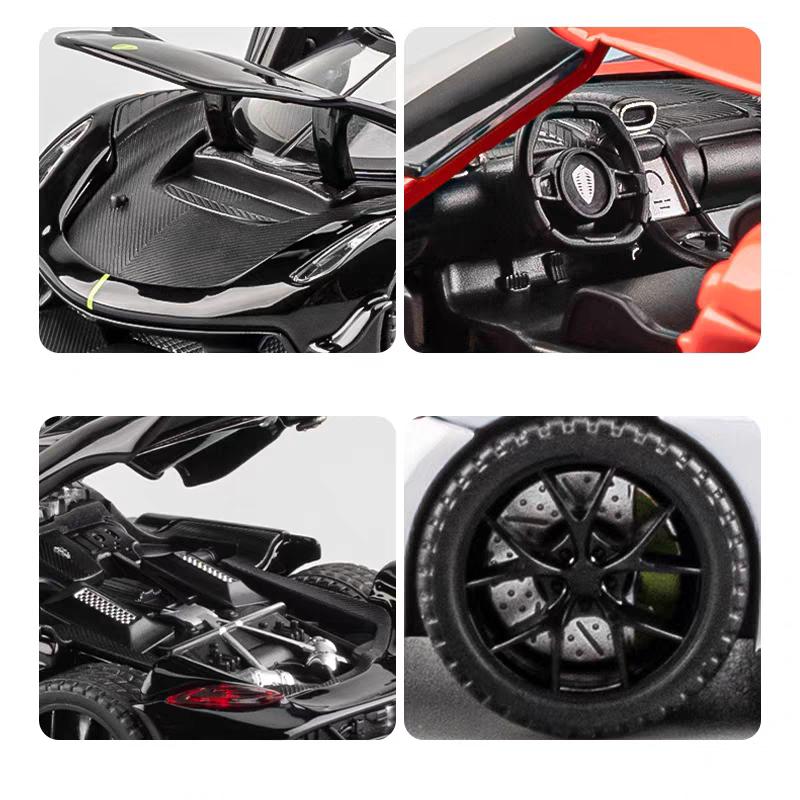 Koenigsegg Jesko Attack Supercar Simulation Diecast & Toy Vehicles Sounds & Light Pull Back Car 1:32 Alloy Model Gifts For Children