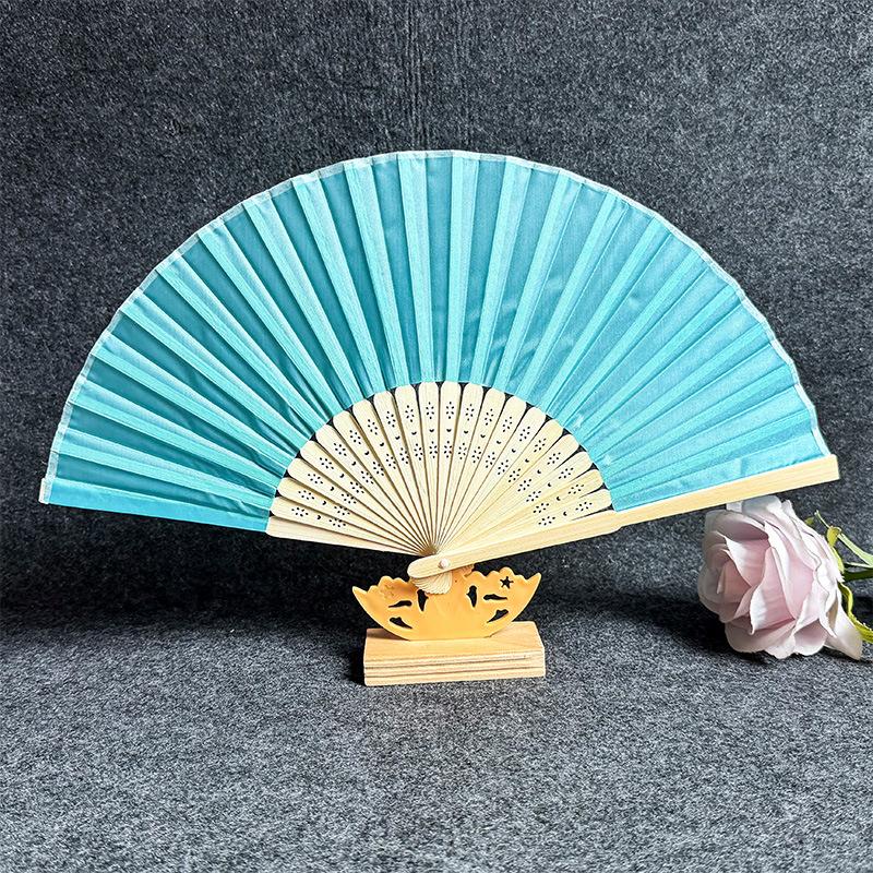 Bamboo Cloth Folding Fan Classical Blank Dancing Fans Handle Fan Chinese Art Crafts Gifts Decoration Fans Home Decor Gifts