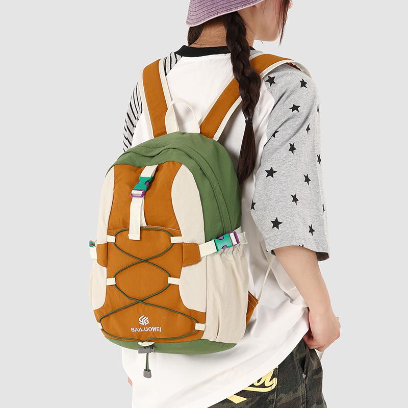 Color-Blocked Backpack Unisex Large Capacity Lightweight for Commuting and Travel Student Schoolbag