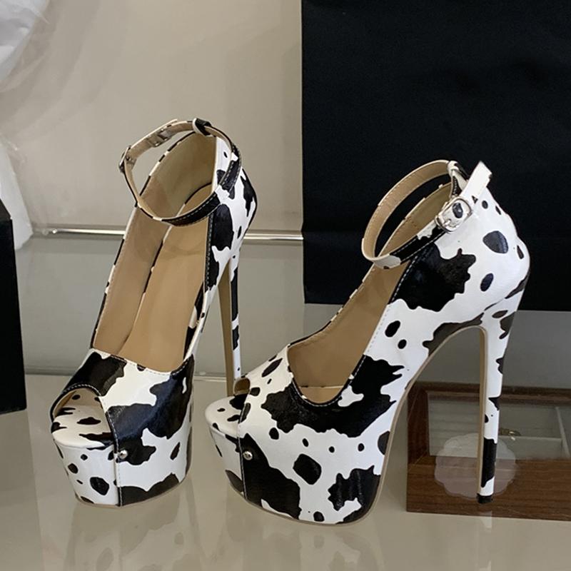 Summer Fashion Cow Print Leather Platform