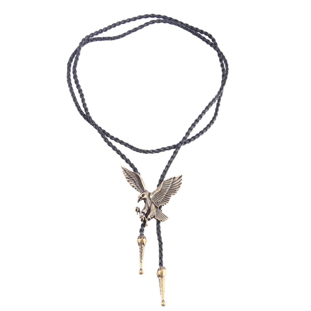 Ethnic Classic Cowboy PU Leather Rodeo Bolo Tie Cord Eagle Pendant