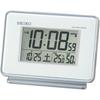 Clock SQ767W SEIKO Radio-Controlled Digital Alarm Clock with 2-Channel Alarm, Calendar, Temperature, and Humidity Display, White