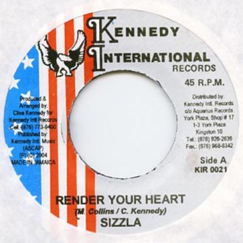 

7inch Record SIZZLA - Render Your Heart Kennedy Interna 2004 Jamaica Reggae, Ska & Dub