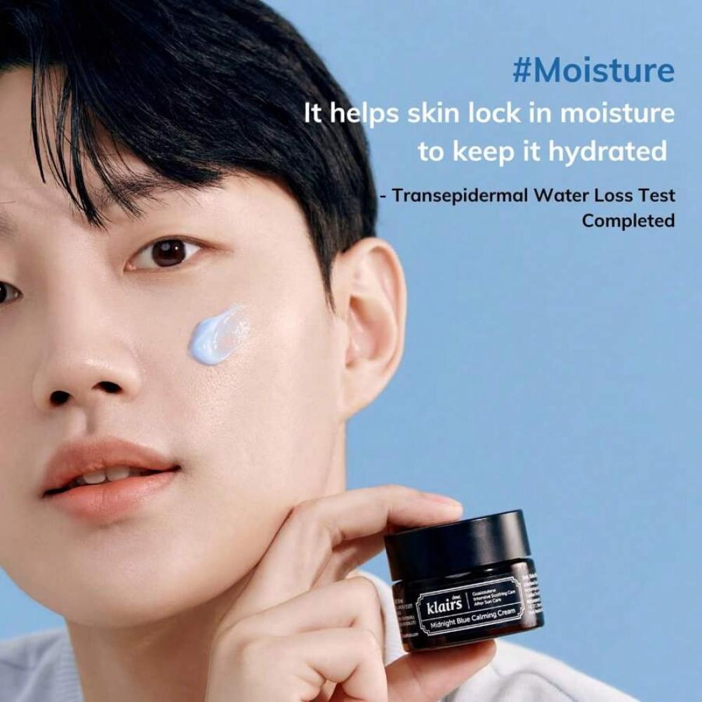 Dear, Klairs Midnight Blue Calming Cream 60g Soothing, Redness Relief Moisturizer, Hydrating, Fast Absorbing, Light Texture For Easy Use