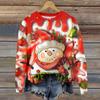 Ladies' Christmas Printed Long Sleeved Round Neck Hoodie Loose Top