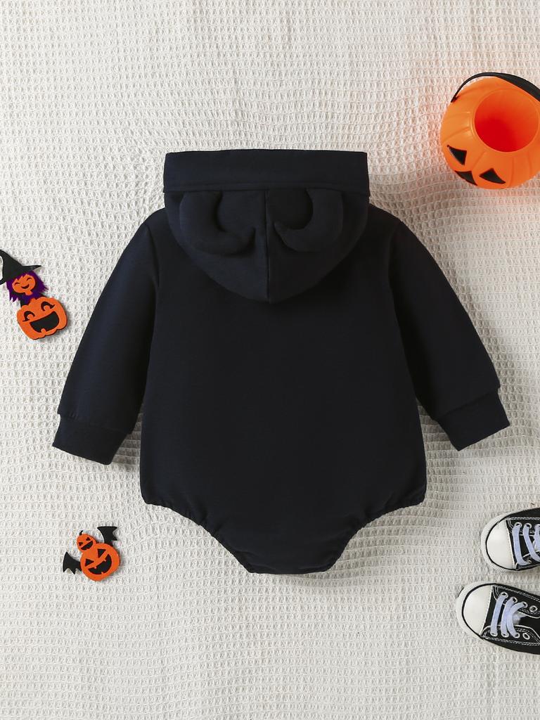 Halloween Baby Romper with Hood, Long Sleeve Printed One-Piece for Infants and Toddlers