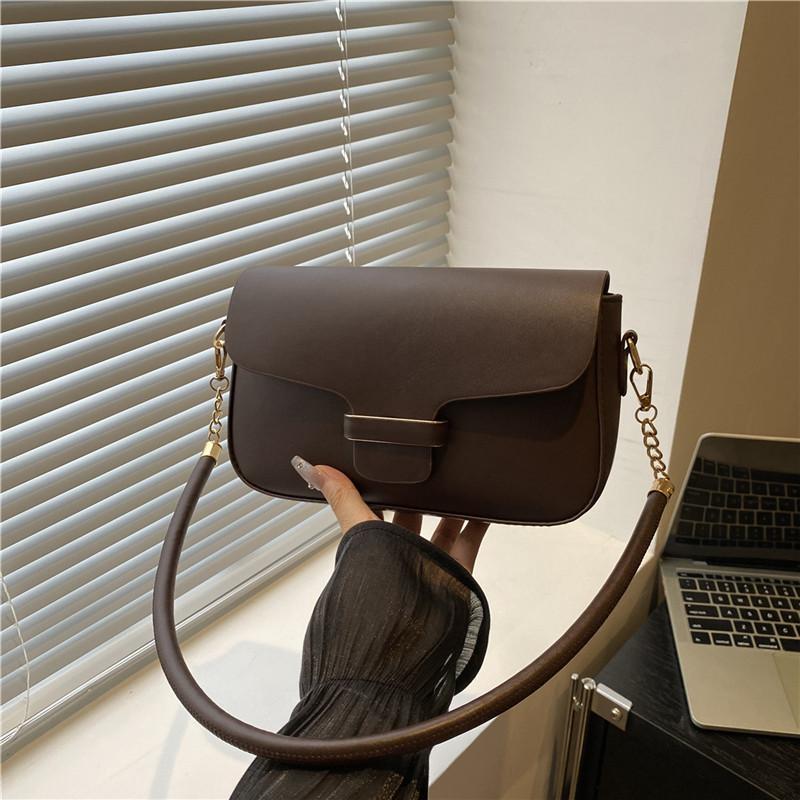 Light luxury simple splicing small square bag lock buckle versatile trend niche new portable messenger shoulder bag