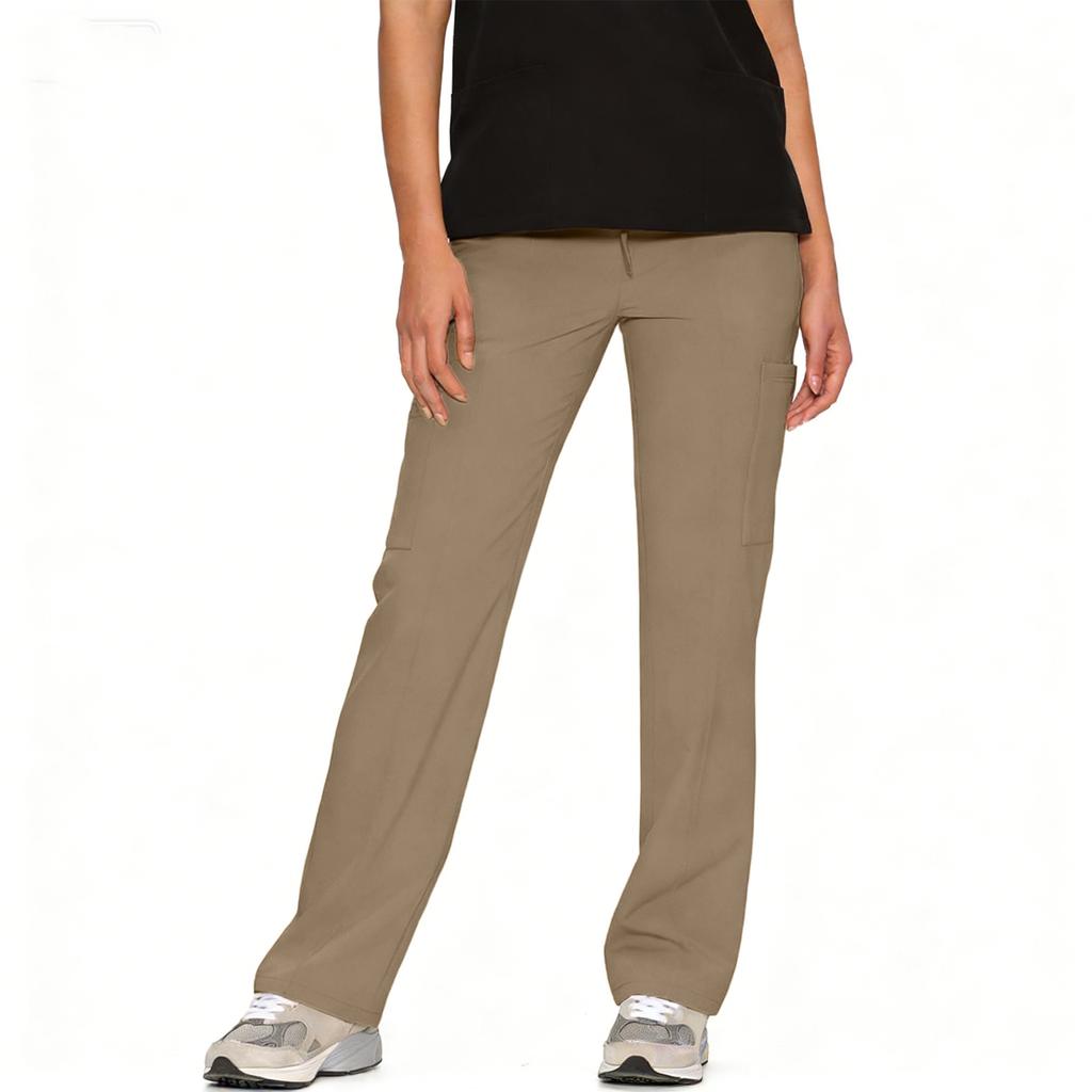 Women Straight Leg Mid Rise Trousers with Flat Front Design for Casual and Suitable for Daily Use