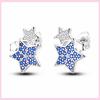 New 925 Silver Chameleon Unicorn Cute Stud Earrings Zircon Blue Eyes Flower Small Earrings For Women Girls Lovely Jewelry Gift