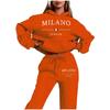 MILANO Plus Size Trendy Fleece Sweatshirt Set with Letter Print for Women