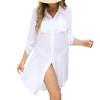 Women's Wrinkle Fabric Two-pocket Concealed Button Beach Cover-up