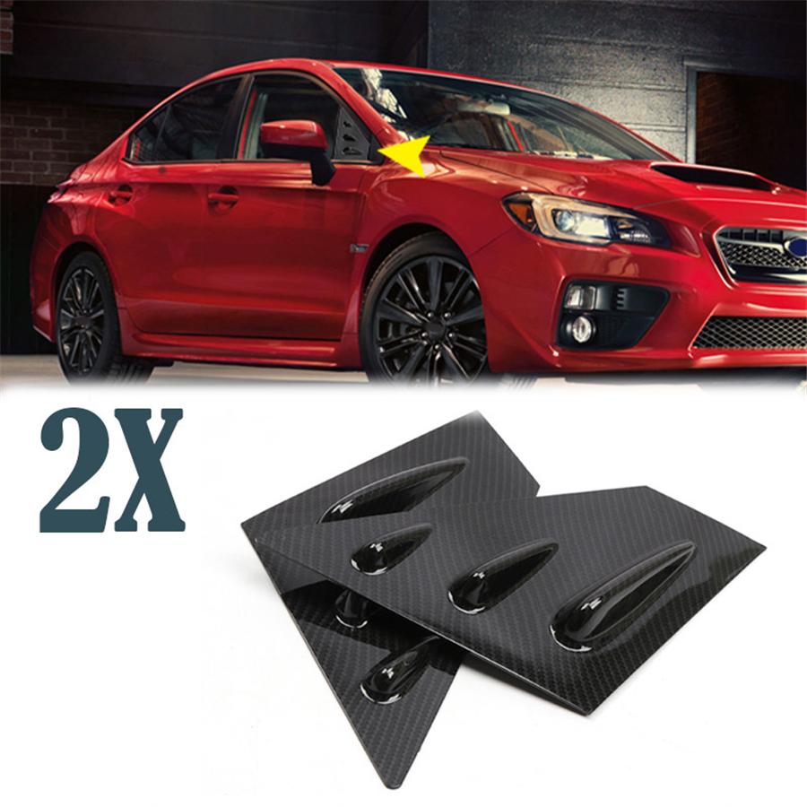 

2x Carbon Fiber Look Front Window Louver Cover Trim For Subaru WRX STi 2015-2020