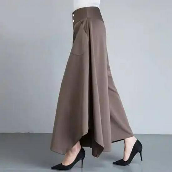 Plus Size Irregular Wide-Leg High-Waisted Korean Style Drape Skirt-Pants for Women - Spring & Summer