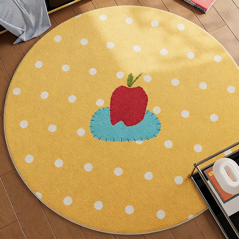 Living Room Rug Minimalist Style Cute Polka-Dot Round Carpet Soft Comfortable Faux Cashmere Bedroom Floor Mat Home Decor Rugs