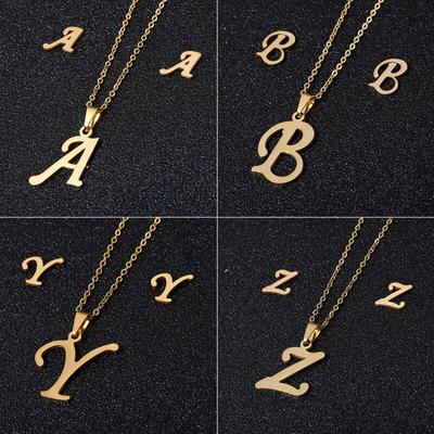 A-Z Alphabet Pendant Necklaces Set Stainless Steel 26 Letters Initial Charm Necklace for Women Jewelry