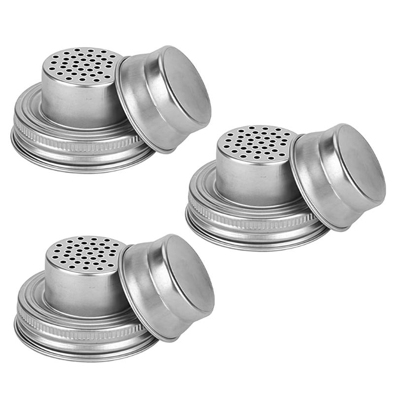 

Набор из 3 крышек-шейкеров для банок Мейсона, стальной, герметичная конструкция, пищевой силикон, уплотнение для хранения соли, перца, специй 1