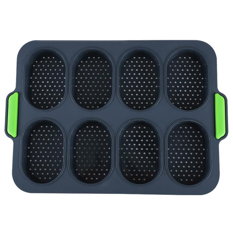 Oval 8-Grid Non-Stick Silicone Cake Mold for Home Baking