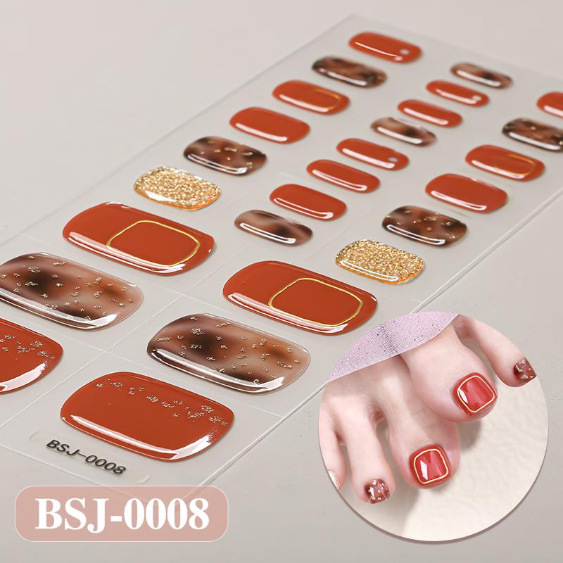 3D Waterproof Semi Cured UV Gel Toe Stickers for Nail Art-Luxurious Style Easy Apply