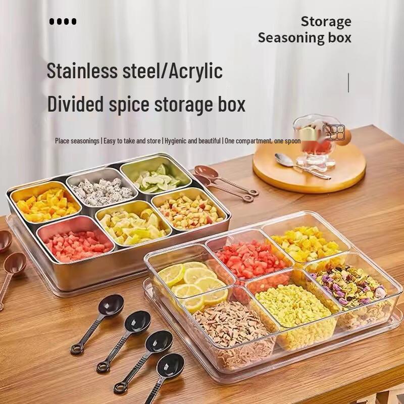 OLOEY 8-Compartment Ice Powder Topping Organizer Box with Spoon