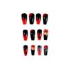 24Pcs Halloween Black Red Gradient Press On Nails Medium Square Fake Nails with Spider Web Bat Pumpkin Design False Nails Full Cover Horror Glue On