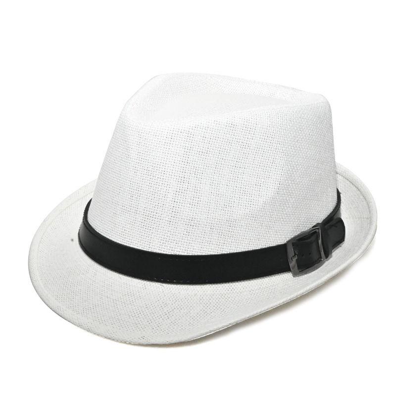 Summer Straw Hat Men's Outdoor Sun Hat Breathable Beach Hat British Performance Jazz Hat Children's Gentleman's Top Hat