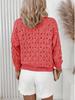 2025 Retro V-Neck Hollowed-Out Literary Sweater: European & American Style, Women's Knitted Loose Long-Sleeve Cardigan