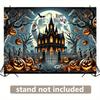 1. A terrifying Halloween-themed background banner - made of polyester fabric featuring a full moon and bats