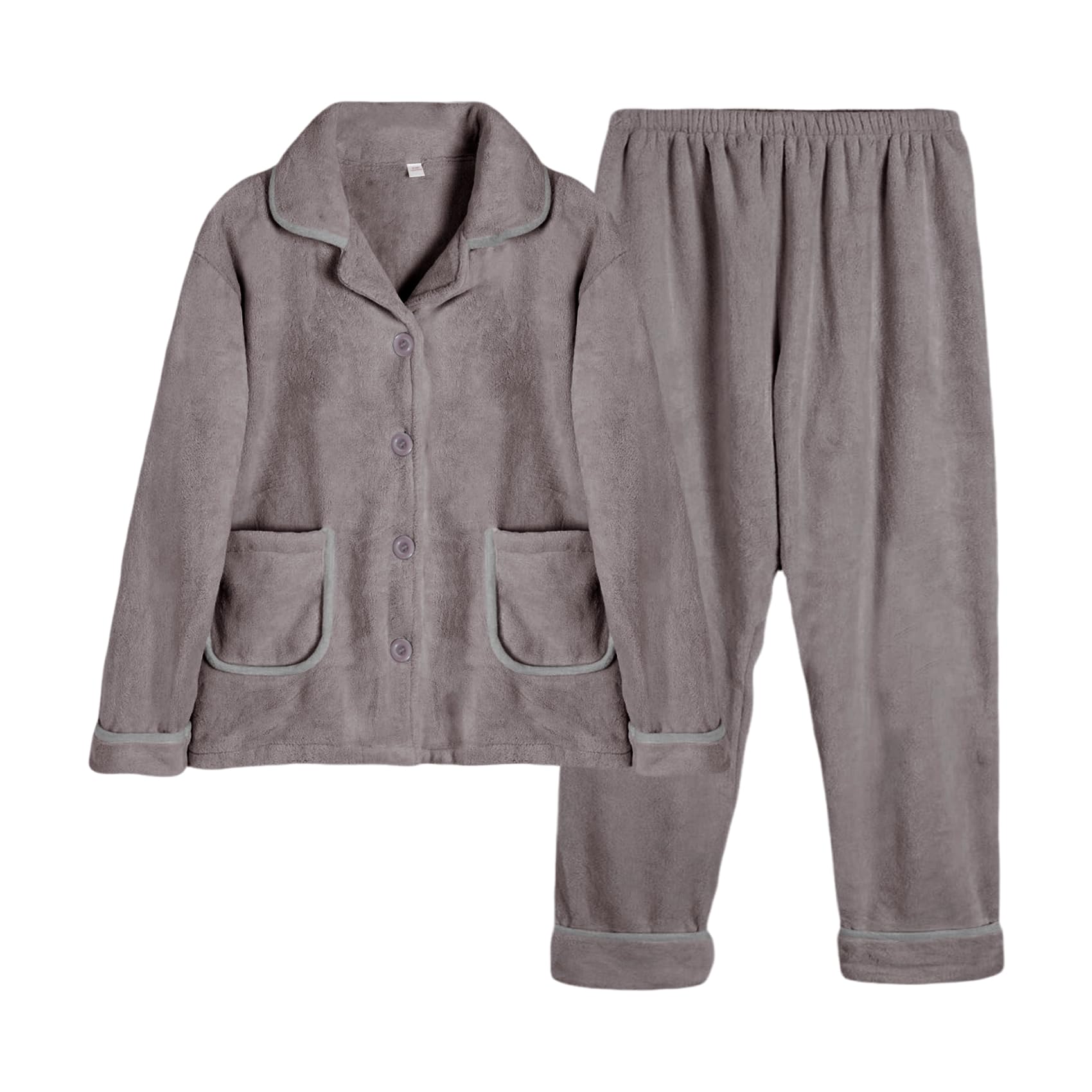 

HEWEAYTA Толстая пижама с застежкой спереди, зимний начес, верх и низ, длинные рукава и холодный свободный крой, размеры 1 и мужские - одежда для дома, двусторонняя