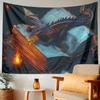 Vintage Skurrile Dunkle Fantasy Buch Drache Wandteppich Gotische Kulisse Drachen Wandkunst für Schlafzimmer Büro Wohnzimmer Wohnung