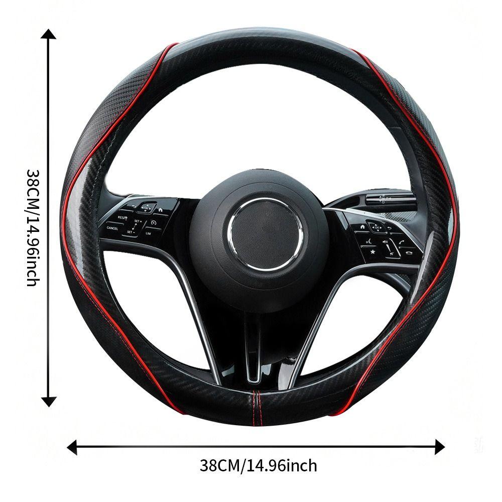 Leather Splicing Steering Wheel Cover Carbon Fiber Pattern Auto Steering Wheel Cover Car Interior