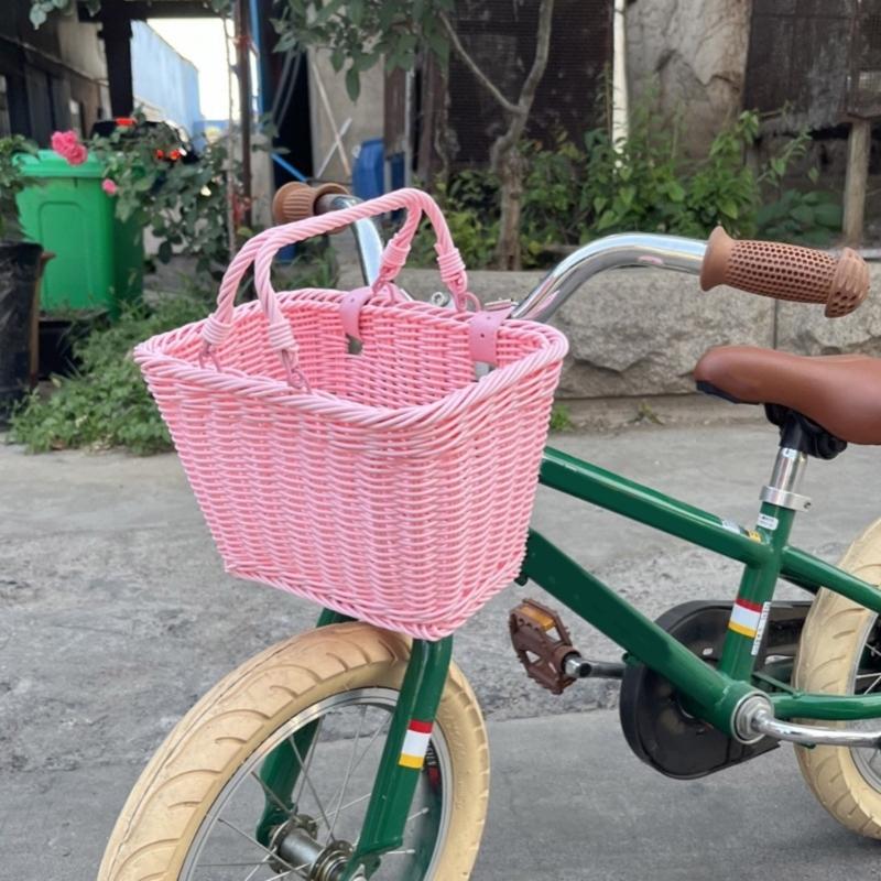 Durability Handwoven Child Bike Basket Convenient Storage Bike Front Basket Family Outing Bike Accessory