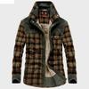 Men's Winter Warm Shirts Coats Plaid Thickened Fleece Jacket Fashion Windproof Stand Collar Shirt Men