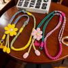 1Pcs Cute Flower Decor Adjustable Phone Lanyard Durable Braided Strap For Daily Outing Shopping Travel Anti Lost Accessory