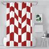 Wavy Red & White Checkerboard Shower Curtain – Optical Illusion Design 70.87X70.87 Inch Modern Guest Bath Decor
