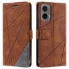 For Motorola Moto G35 5G Case Imprinted Lines PU Leather Splicing Wallet Phone Cover