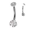 Lotus  G23 Titanium Belly Button Rings Navel Piercing Jewelry Zircon Gem Body Piercing Jewellery for Women and Men