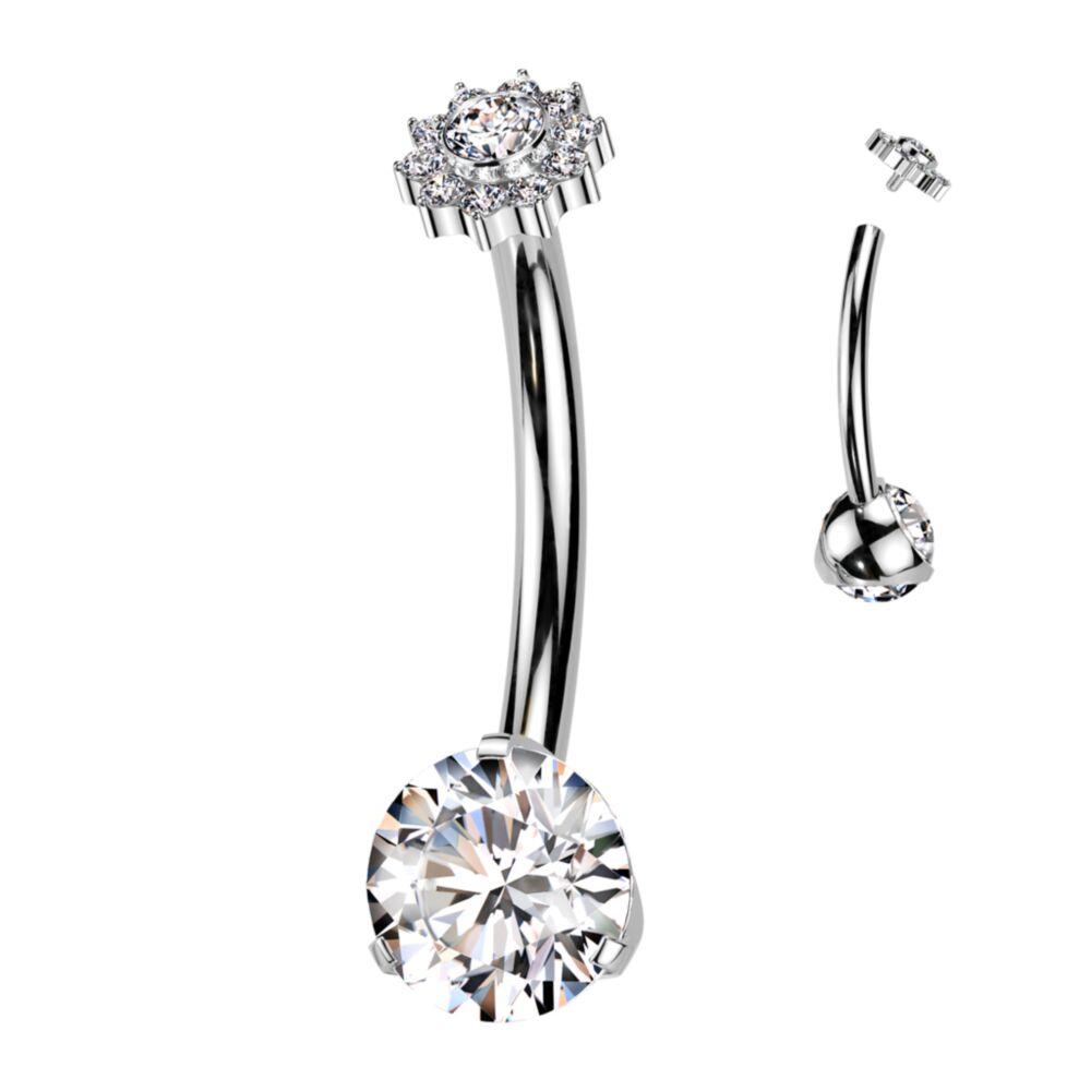 Lotus  G23 Titanium Belly Button Rings Navel Piercing Jewelry Zircon Gem Body Piercing Jewellery for Women and Men