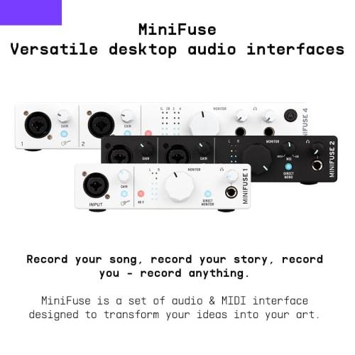 Arturia - MiniFuse 4 - Compact USB Audio & MIDI Interface with Creative Software for Recording, Production, Podcasting, and Guitar - Black