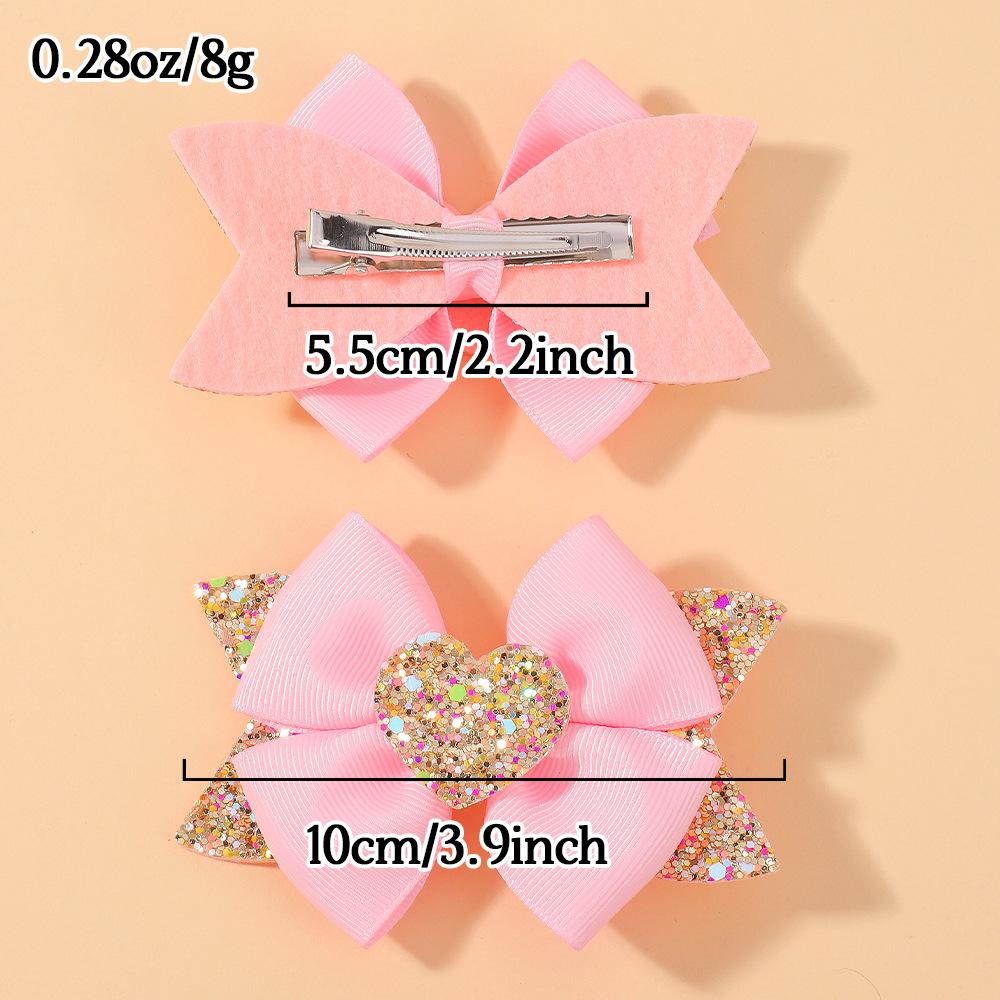 Girls Headgear Love Hair Accessories Cute Girls Hairpin Card Pink Polka Dot Bow Cartoon Hairpin 5289