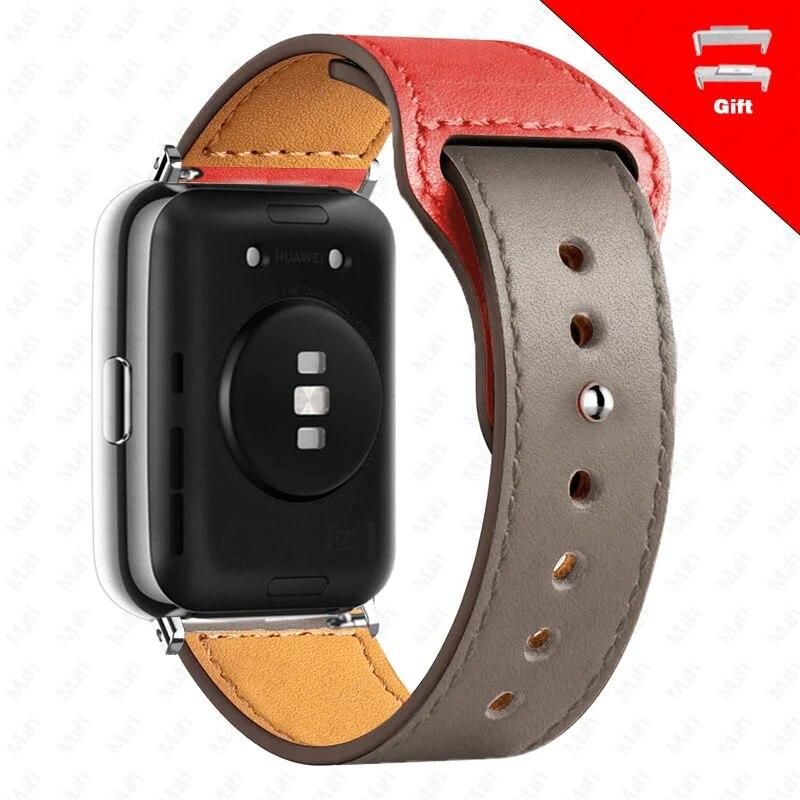 Skórzany pasek do zegarka Huawei Fit 2 Wymiana paska do smartwatcha Sportowa opaska na nadgarstek Bransoletka z pętlą retro Fit2 Akcesoria do zegarków