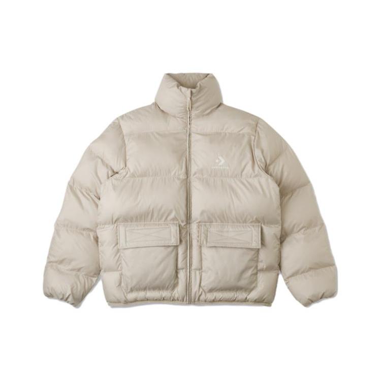 New Converse PATCH POCKET PUFFER Puffer Jacket Men's Khaki 10023798-A04