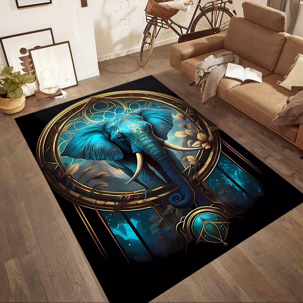 Colorful Elephant Artwork Floor Mats for Living Room, Bedroom and Room Decoration Are Suitable for Gifts.
