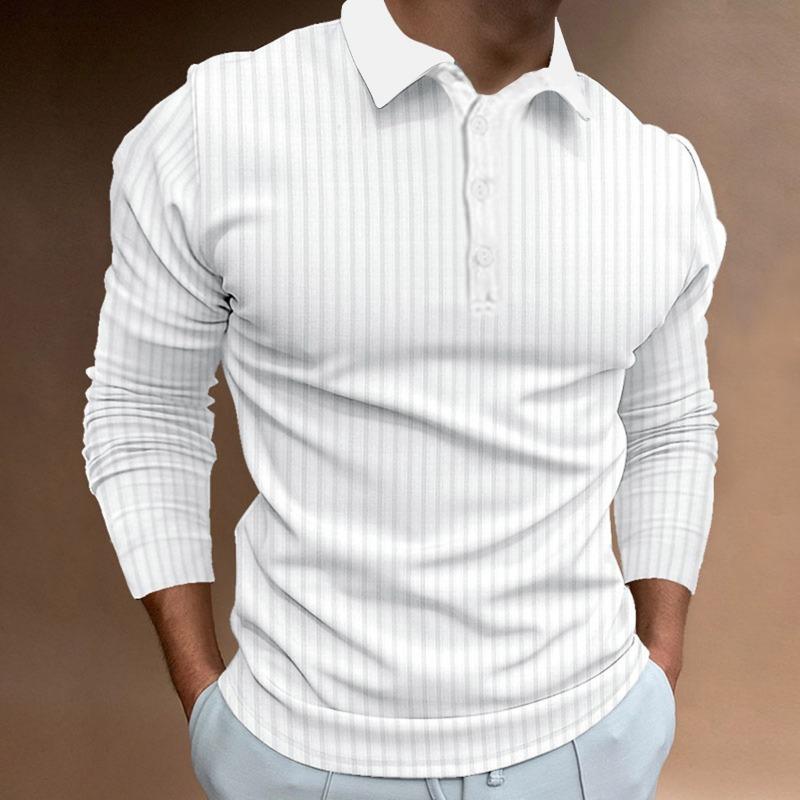 Men S Summer Casual Long Sleeve Solid Color Polo Shirt