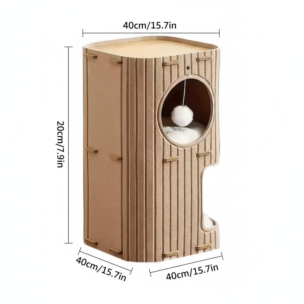 Felt Cat Tree House Closed Pet Four-season Tree Hole Multi Layer Design And Scratching Board Drill Hole For Indoor Pet Use