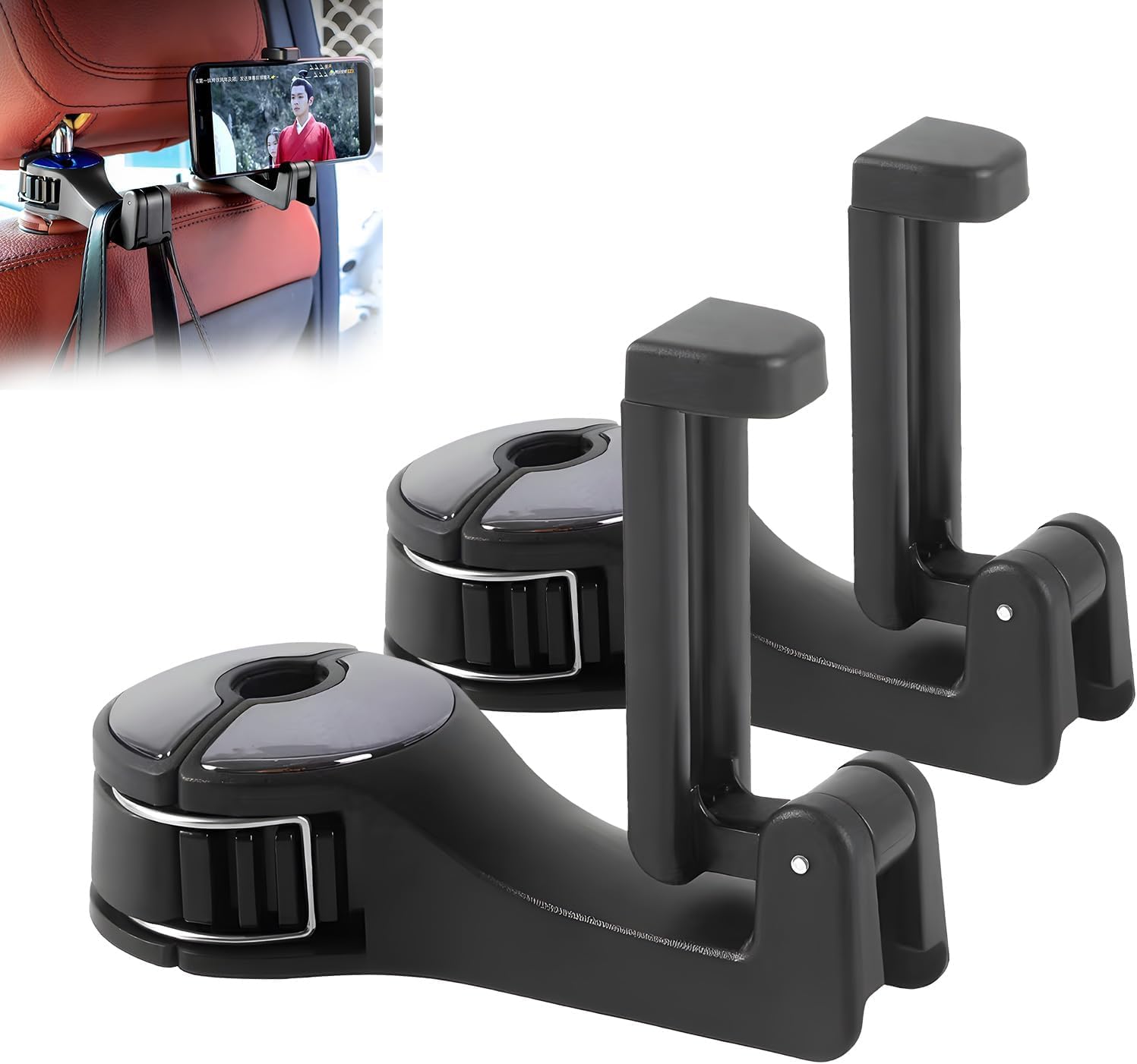 

[Charming Decoration] Set of 2 car seat hooks, headrest hooks, 12cm*2.4cm*3cm. чёрный