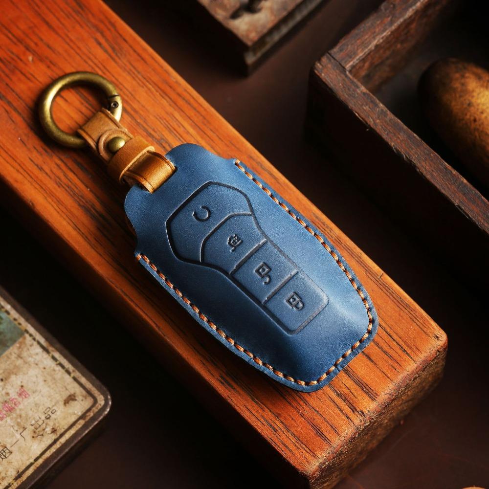 Genuine Crazy Horse Leather Key Case for BYD Dolphin Tang Qin Han Song Car Keys Protection Cover