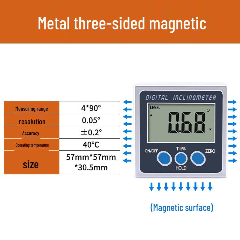 Yileke High-Precision Digital Inclinometer with Magnetic Angle Meter and Gauge Level.