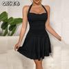 Women's Fashion Summer Spring Solid Color Print Sleeveless U-Neck Casual Dresses