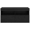 Wall Mounted TV Cabinet with LED Lighting Black Oak Effect 80 x 30 x 40 cm